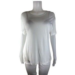 F. Vince Top L White Tunic Short Sleeve Blouse Round Neck. NWT $110